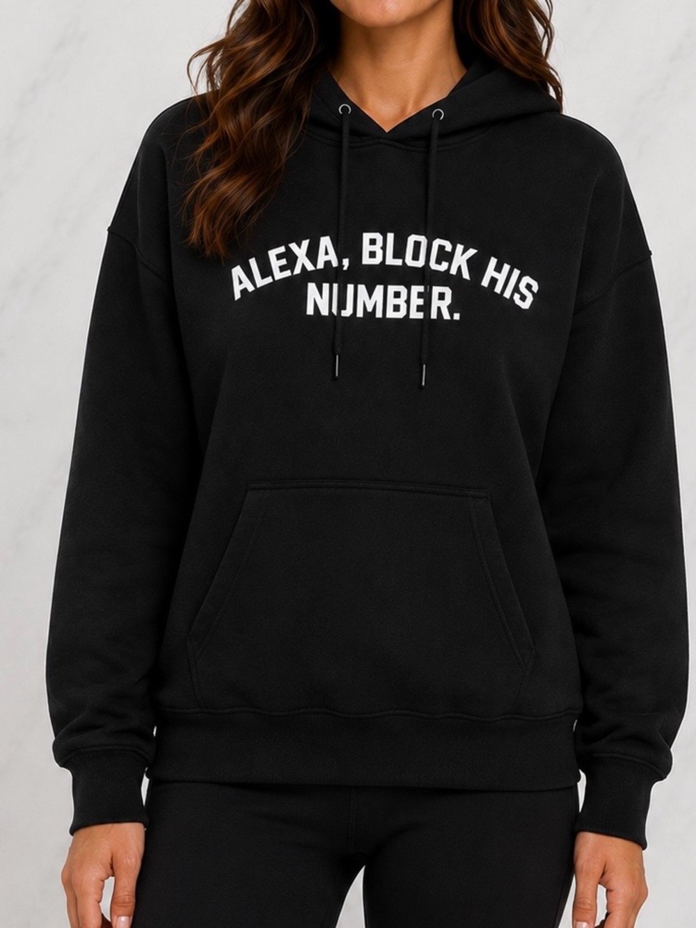 Fashion Nova "Alexa Block His Number" Black Pullover Hoodie | Size Medium - Picture 1 of 4